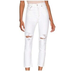 AGOLDE High Rise Straight Riley Crop White Jeans Size 30 Adriano Goldschmied